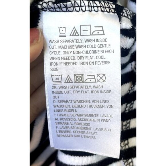 Quacker Factory Womens Top Sz M 3/4 Sleeve Embellished Black Stripe Sand Dollar - Picture 10 of 11